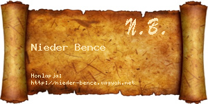 Nieder Bence névjegykártya